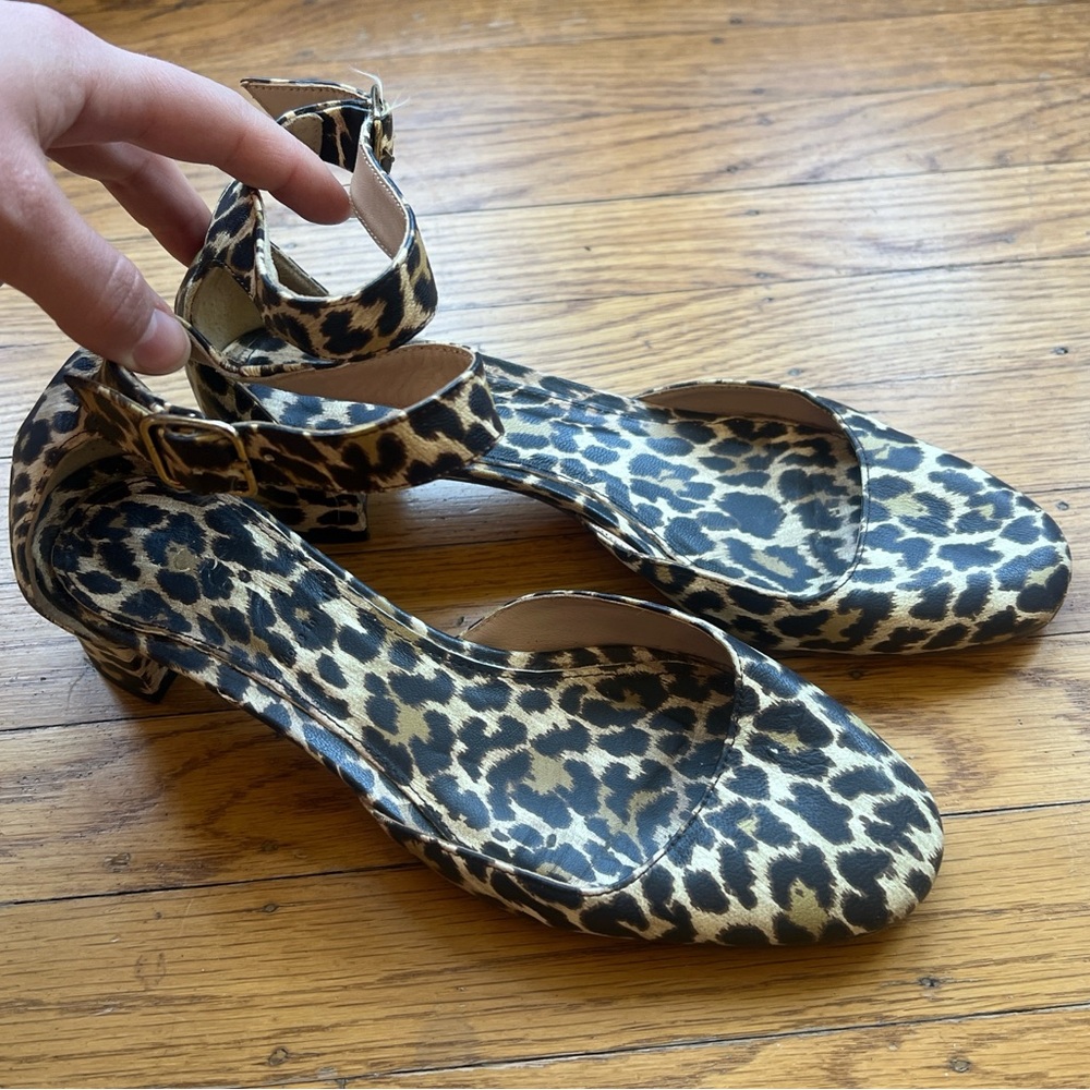 J Crew Leopard print leather heels